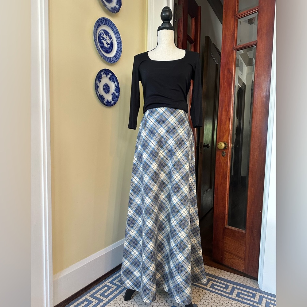 JCPenney | Vintage 70s Long Plaid Maxi Skirt